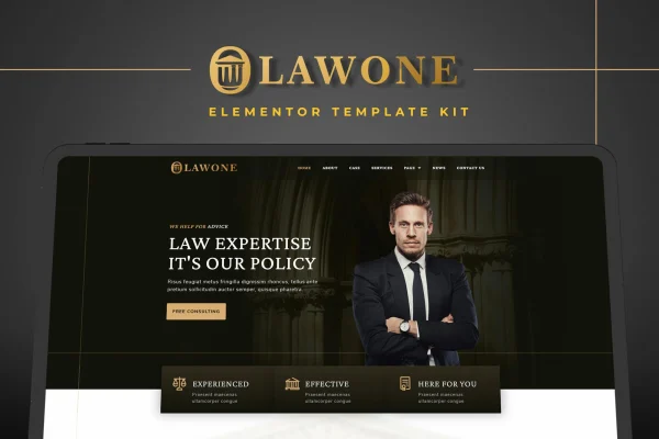 Lawone legal and law firm Elementor template kit preview