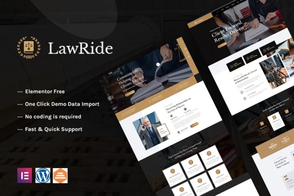 Lawride lawyer and law firm Elementor template kit preview