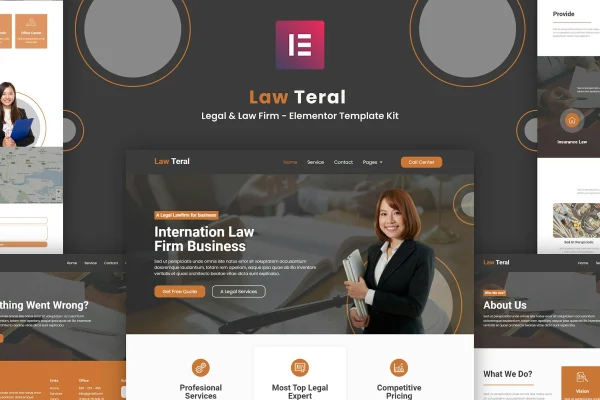 LawTeral legal and law firm Elementor template kit preview