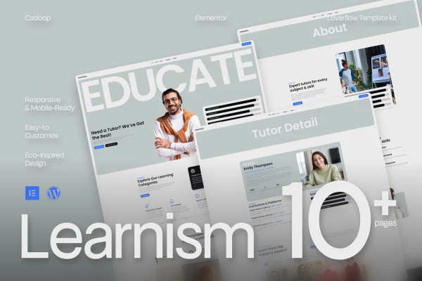 Learnism online courses Elementor template kit preview