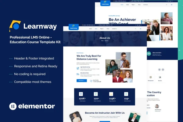 Learnway online education Elementor template kit preview