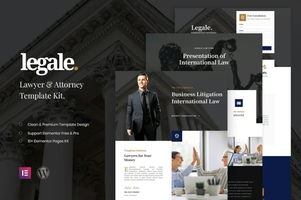 Legale lawyer and law firm Elementor template kit preview