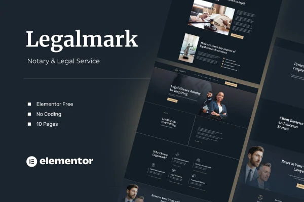 LegalMark notary and legal service Elementor template kit preview