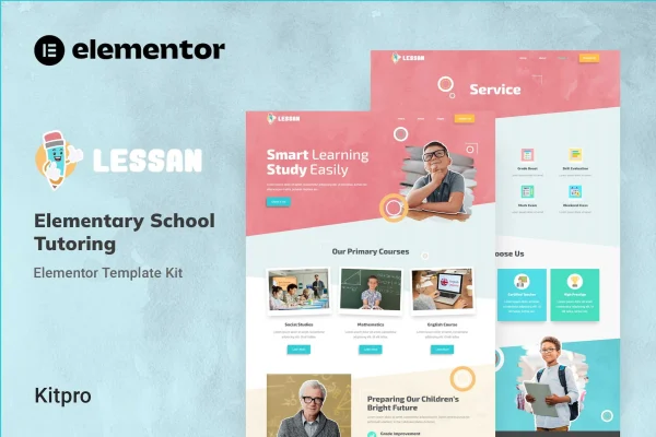 Lessan elementary school tutoring Elementor template kit preview