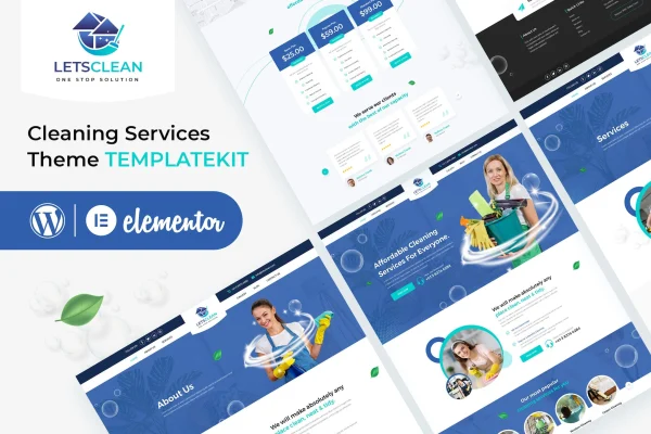 LetsClean cleaning services Elementor template kit preview