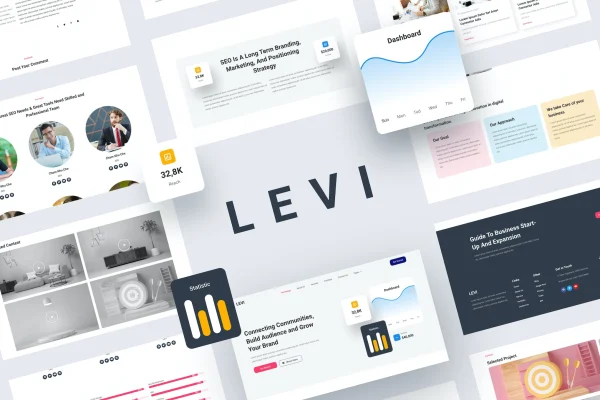 Levi digital marketing Elementor template kit page layouts preview