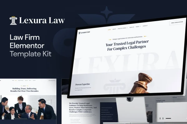 Lexura law firm Elementor template kit preview