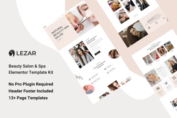 Lezar Beauty Salon & Spa Elementor Template Kit page previews