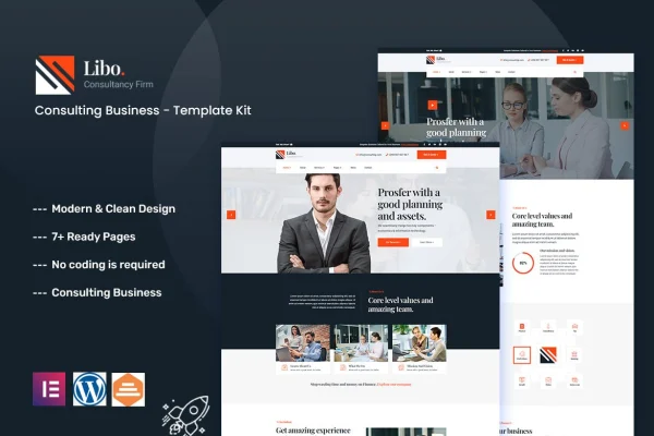 Libo consulting business Elementor template kit preview