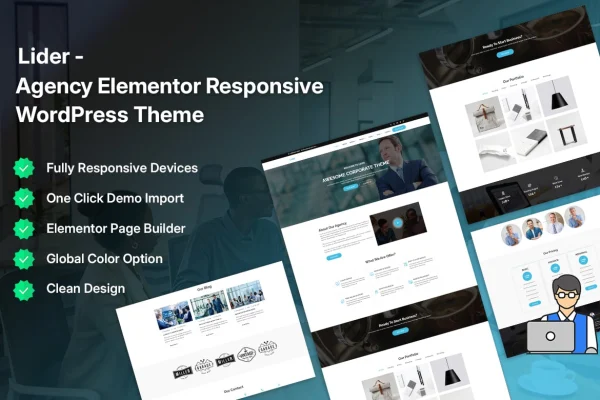 Lider agency and corporate WordPress theme preview