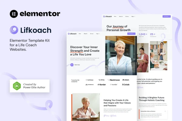 Lifkoach life coach and mentor Elementor template kit preview
