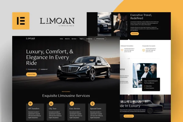 Limoan limousine business Elementor template kit preview