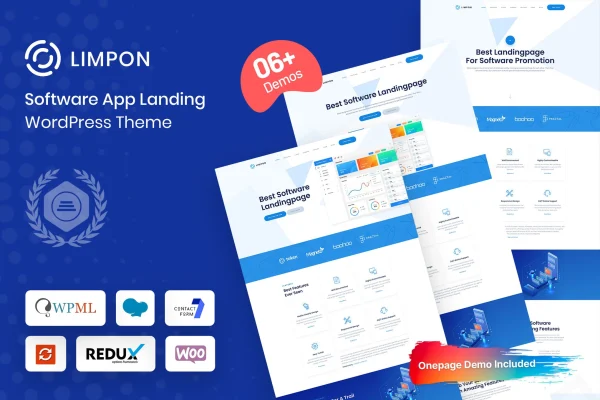 Limpon software and app landing WordPress theme preview