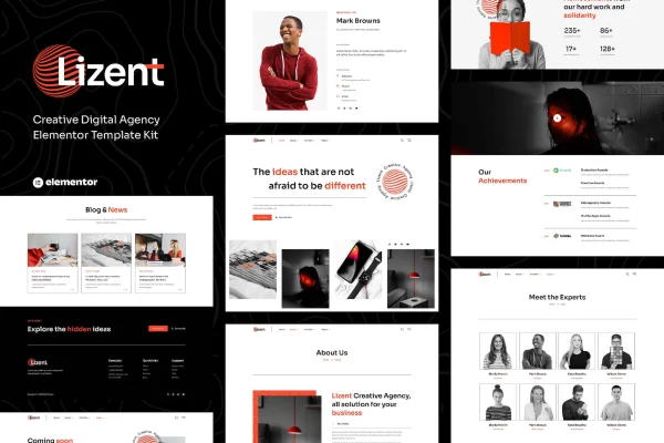Lizent creative digital agency Elementor template kit preview