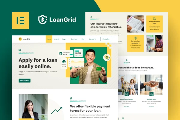 LoanGrid loans and financing Elementor Pro template kit preview