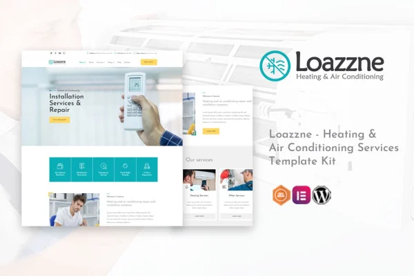 Loazzne heating and air conditioning services Elementor template kit preview