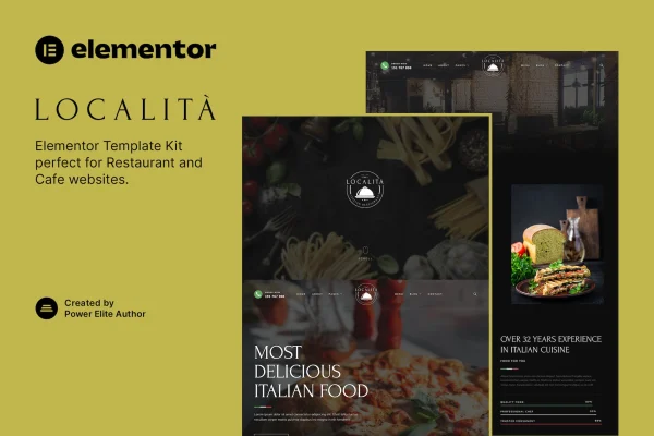 Località Italian restaurant and cafe Elementor template kit preview