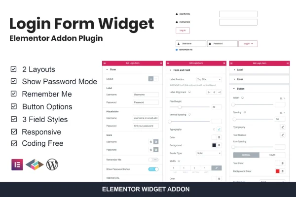 Login Form Widget For Elementor plugin banner