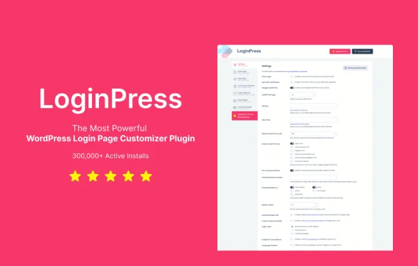 LoginPress Pro plugin banner for custom WordPress login pages