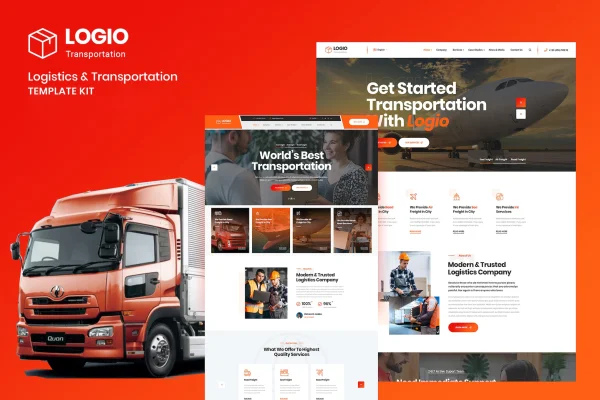 Logio logistics and transportation Elementor template kit preview