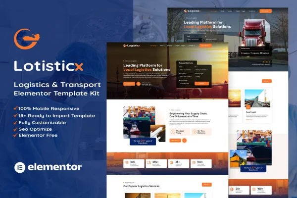 Logisticx logistics and transportation Elementor template kit preview