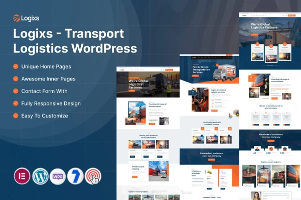 Logixs transport and logistics WordPress theme preview