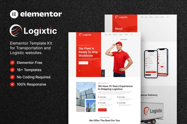 Logixtic transportation and logistics Elementor template kit preview