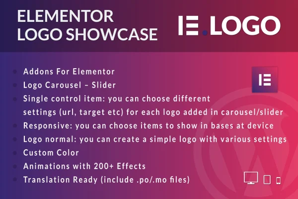 Logo Showcase for Elementor plugin banner with client logo carousel