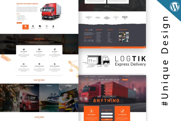 Logtik logistics and cargo transportation WordPress theme preview