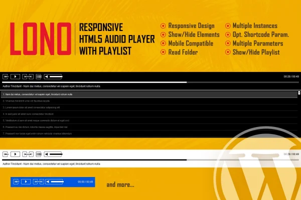 Lono responsive HTML5 audio player with playlist plugin banner