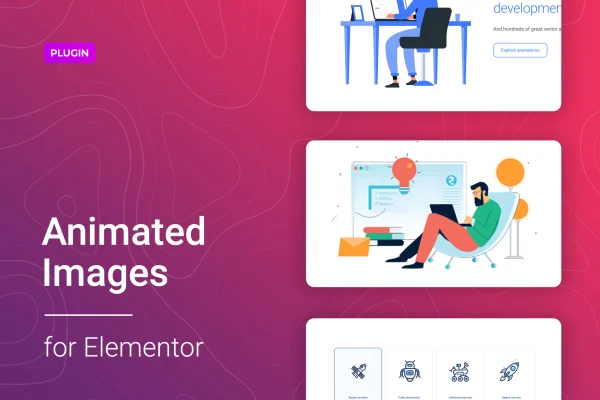 Lottier for Elementor plugin banner with animated illustration previews