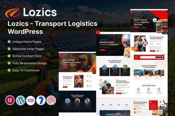 Lozics transport and logistics WordPress theme preview