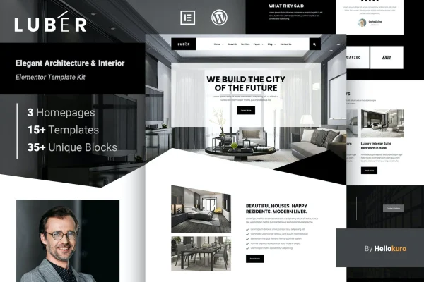 Luber architecture and interior Elementor template kit preview