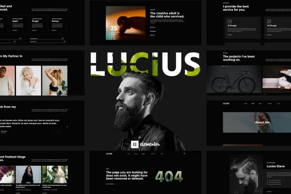 Lucius personal portfolio Elementor template kit preview
