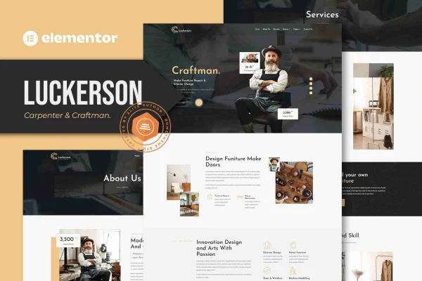 Luckerson carpenter and craftsman Elementor template kit preview