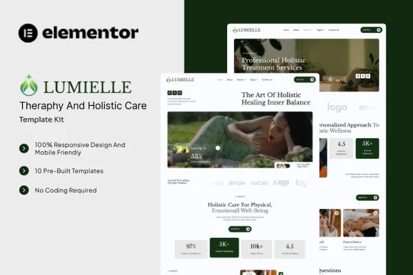 Lumielle therapy and holistic care Elementor template kit cover image