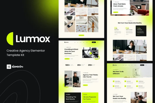 Lummox creative agency Elementor template kit page previews