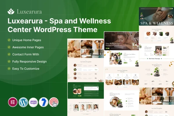 Luxearura spa and wellness WordPress theme preview