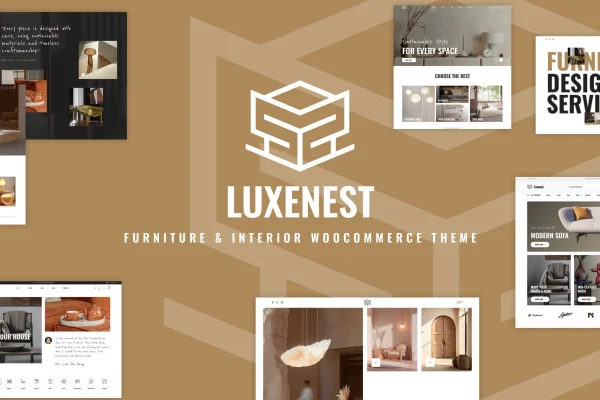 LuxeNest furniture and interior WooCommerce theme preview