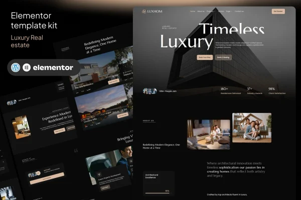 Luxhom luxury real estate Elementor template kit preview
