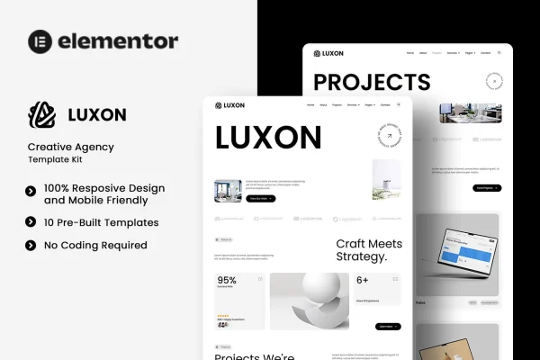 Luxon creative agency Elementor template kit preview