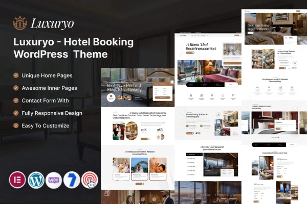 Luxuryo hotel booking WordPress theme preview