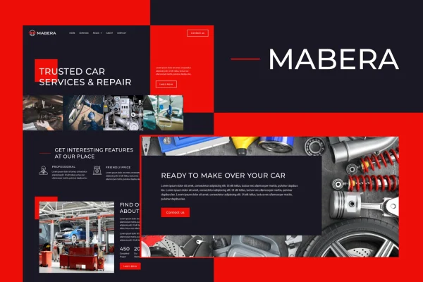 Mabera car service and repair Elementor template kit preview
