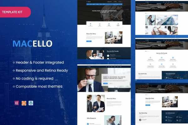 Macello business consulting and accounting Elementor template kit preview