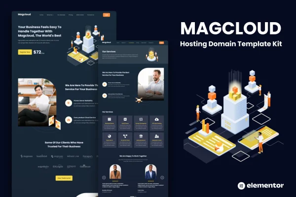 Magcloud hosting and domain Elementor template kit preview