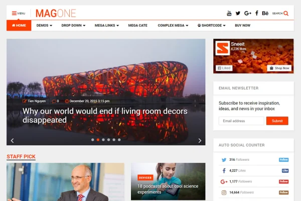 MagOne Theme magazine and news WordPress theme preview