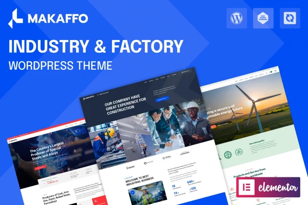 Makaffo Theme industry and factory WordPress theme preview
