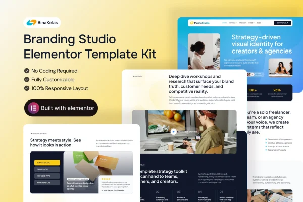 MaknaStudio branding studio Elementor Pro template kit preview