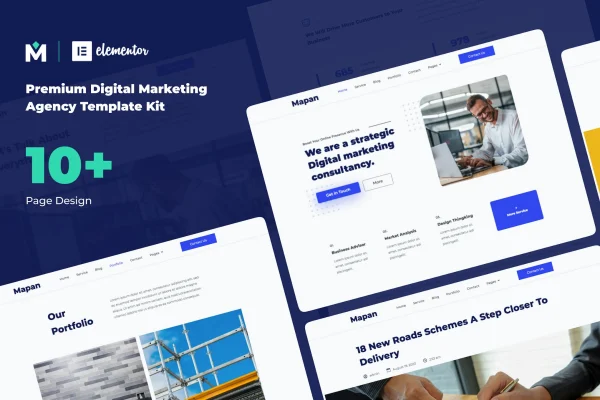 Mapan digital marketing Elementor template kit preview