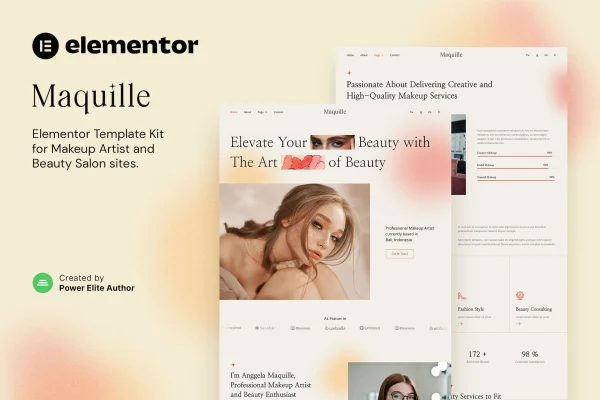 Maquille makeup artist and hair stylist Elementor template kit preview